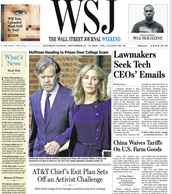 The Wall Street Journal - 14.09.2019 - 15.09.2019 🇺🇸