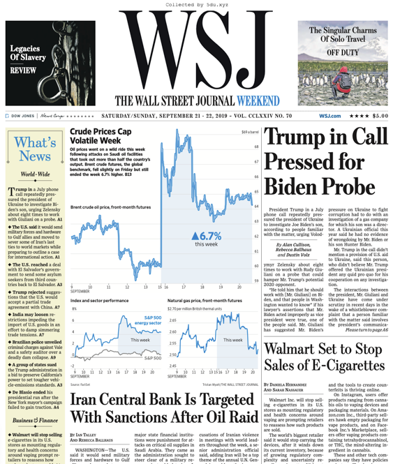 The Wall Street Journal - 21.09.2019 - 22.09.2019 🇺🇸