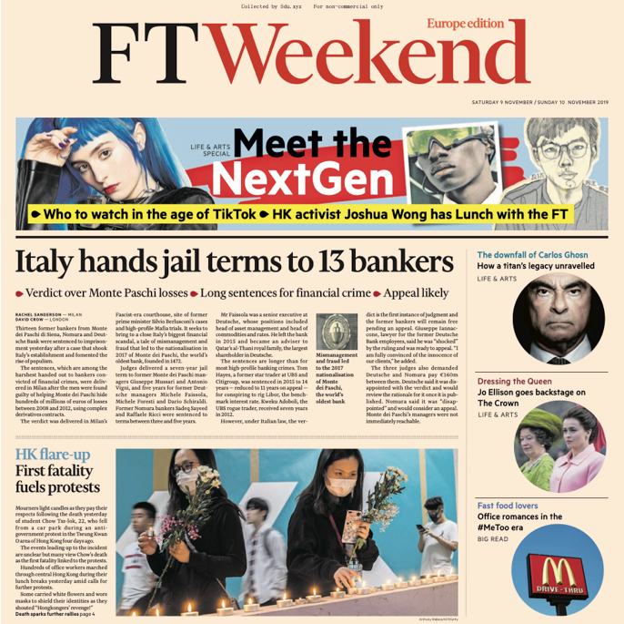Financial Times Europe – 09.11 - 10.11.2019 🇪🇺