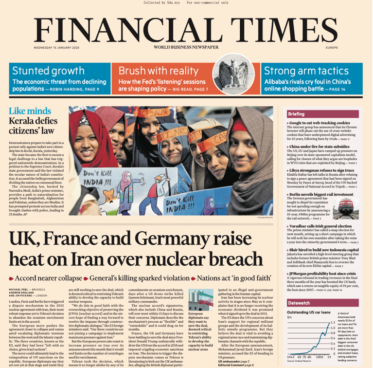 Financial Times Europe – 15.01.2019 🇪🇺